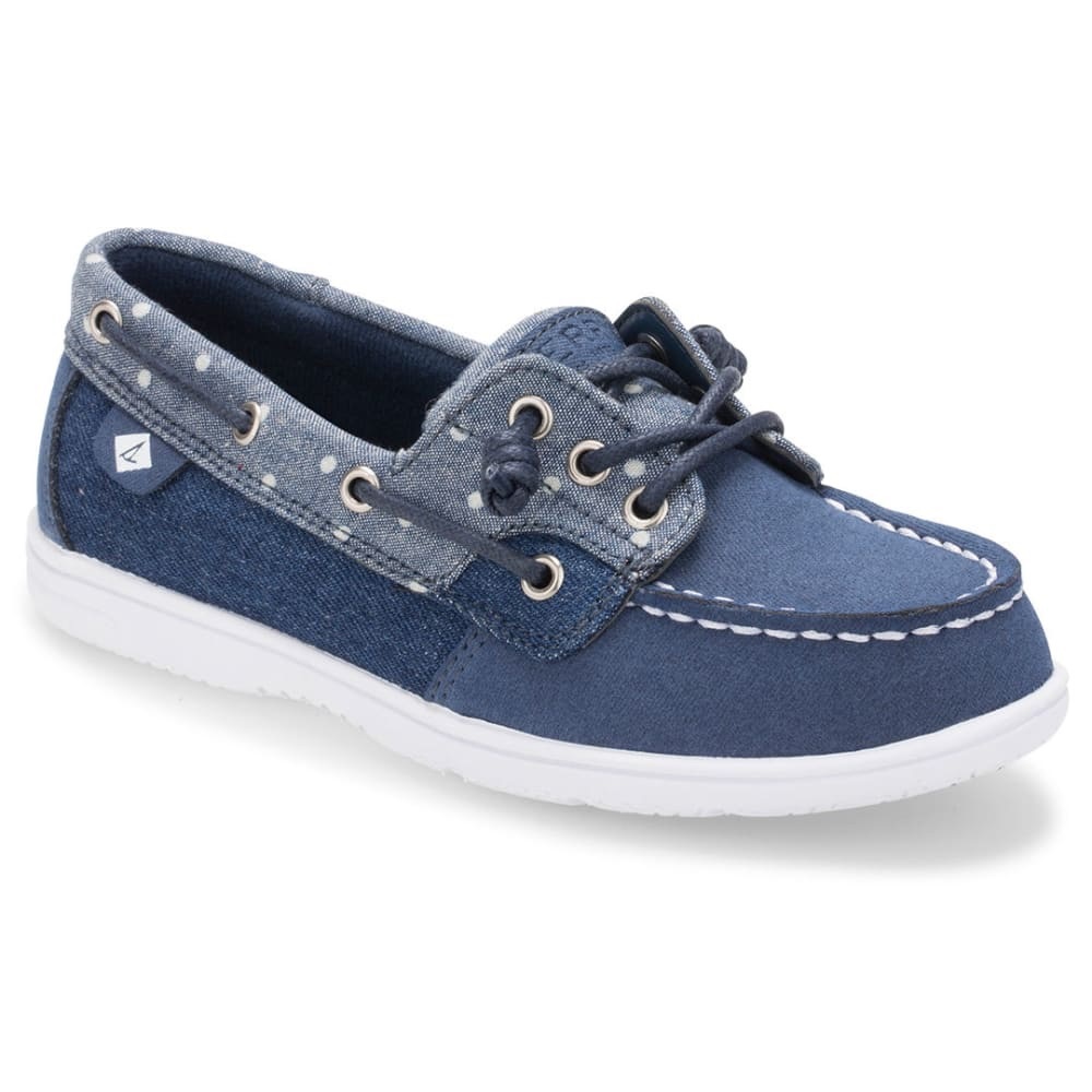 Sperry Kids Shoresider 3 Eye Boat Shoe Denim Dot